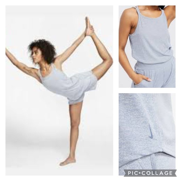 Set of 2 Nike Yoga Strappy Ribbed Tank Tops Blue and Pink Women’s size Medium - Picture 2 of 16